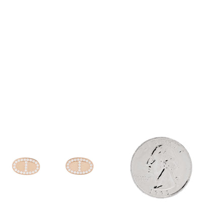 Hermes 18K Rose Gold Diamond Chaine d'Ancre Contour Stud Earrings 2 of 4