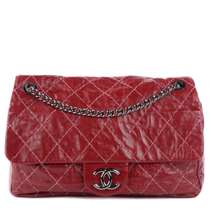 Chanel Glazed Goatskin Double Stitch Maxi Flap Red 1 of 7