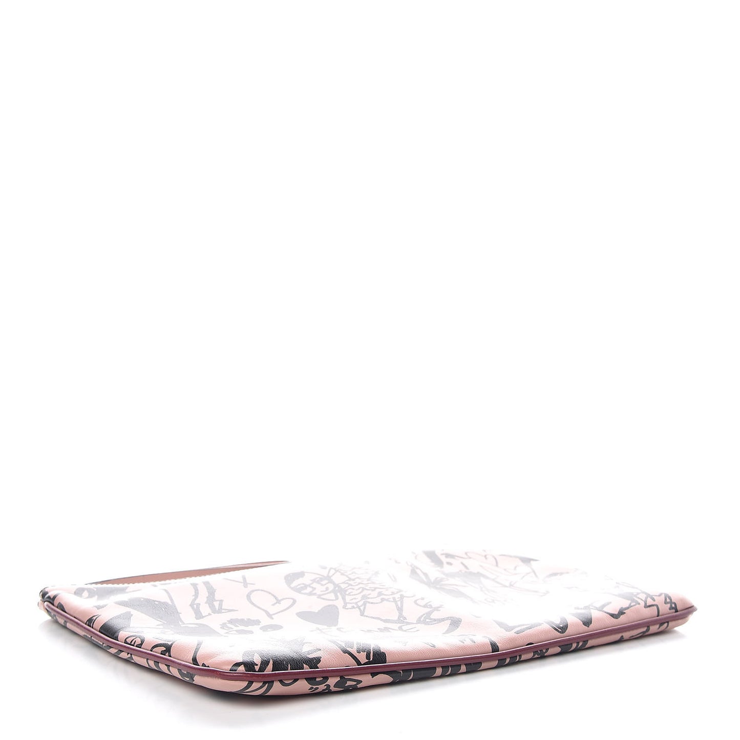 Calfskin Silhouette Sketch Printed Large Pouch Blush