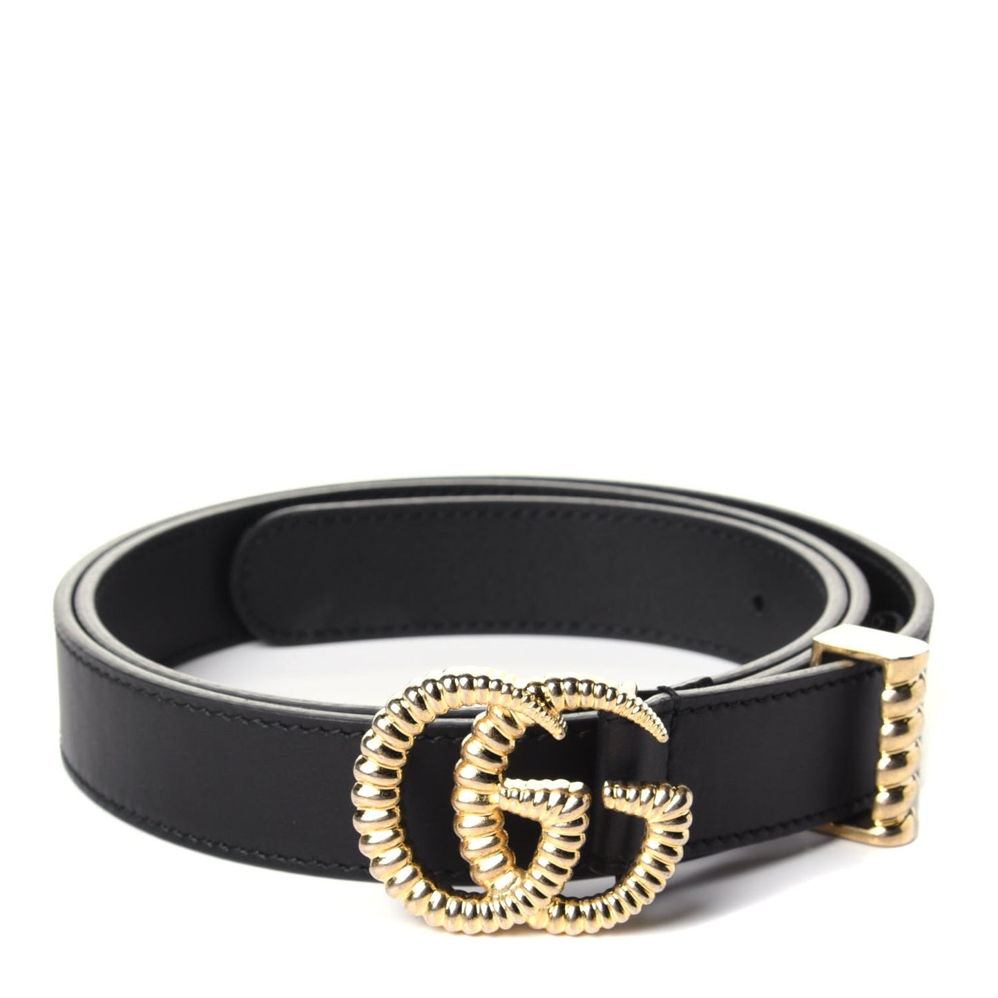 Moon Calfskin Torchon Double G 25mm Belt 90 36 Black