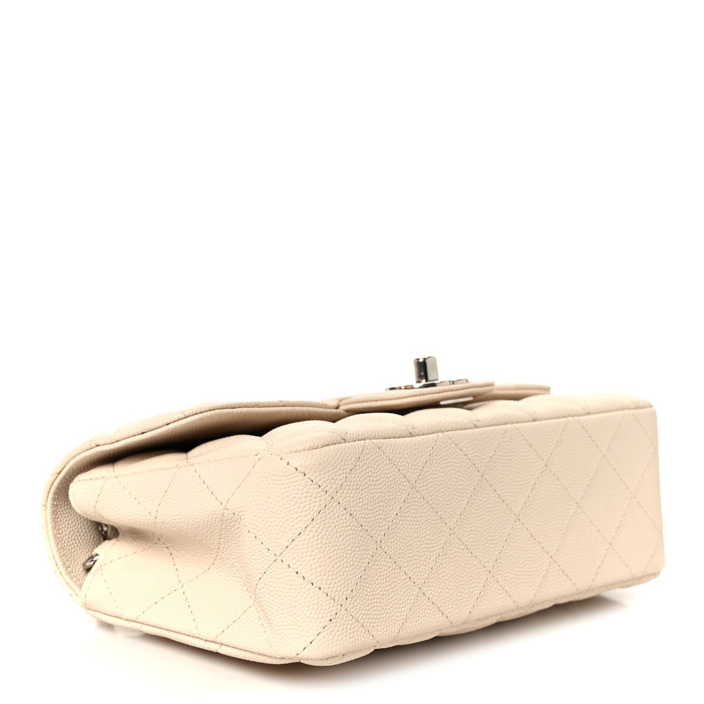 Caviar Quilted Mini Rectangular Flap Light Beige