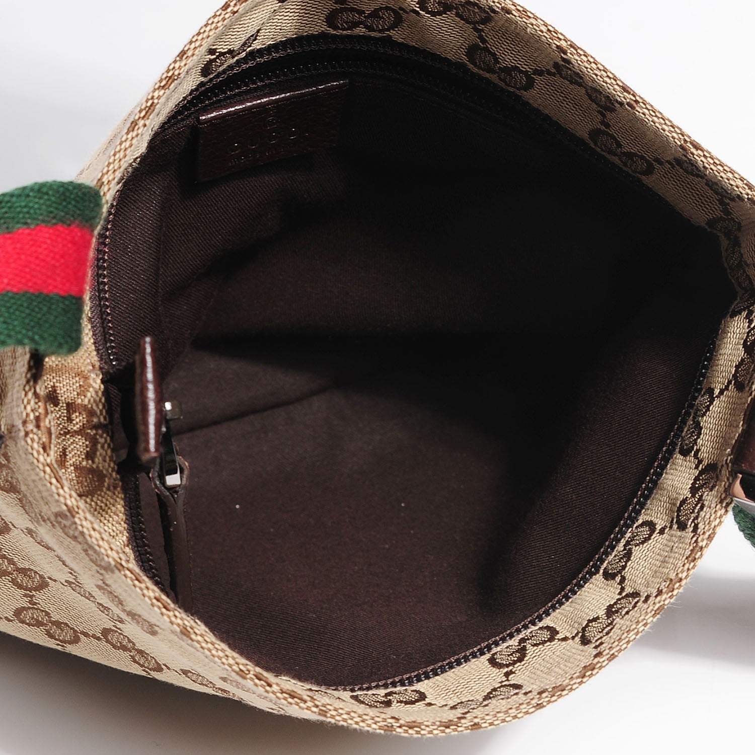 Gucci Monogram Web Small Flat Messenger Bag Brown 5 of 7