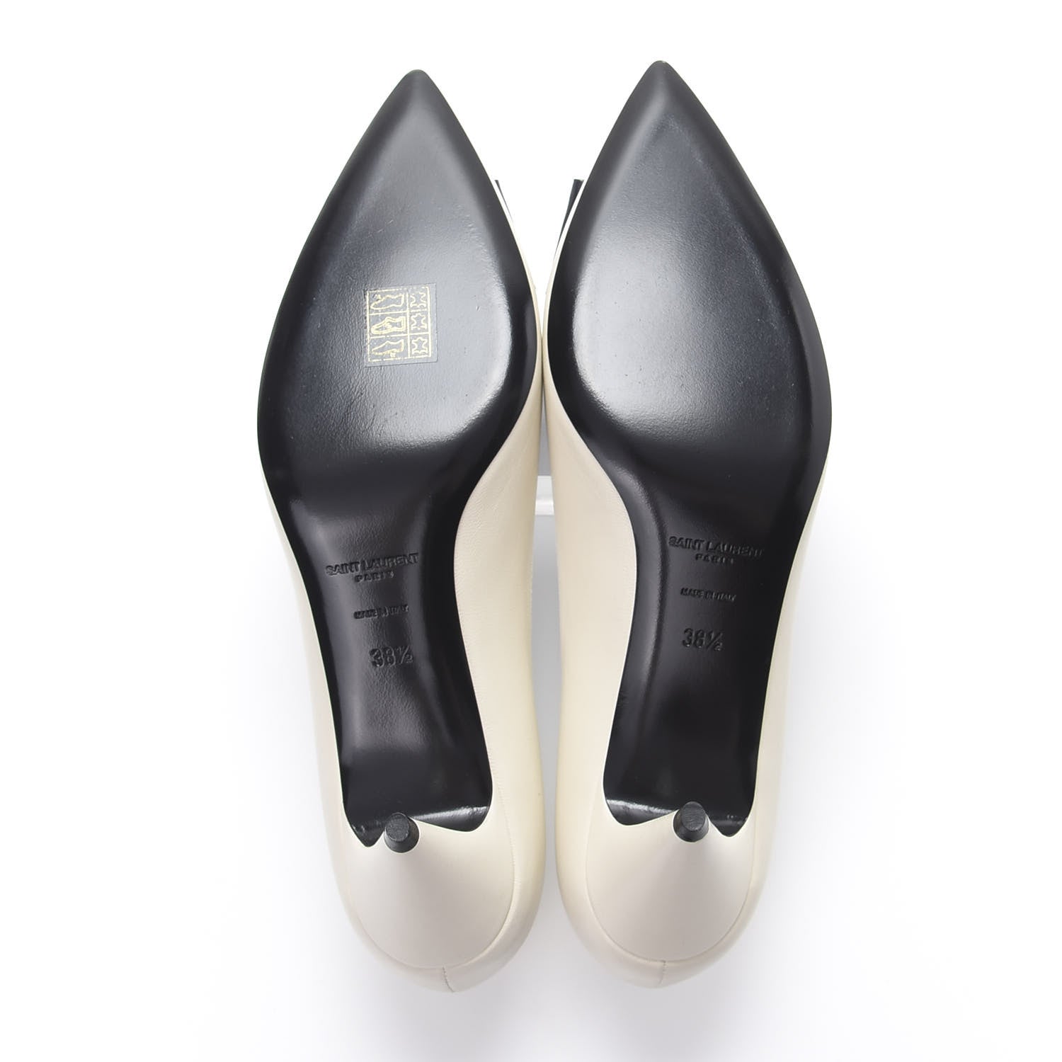 Saint Laurent Calfskin Bow Anais Pumps 38.5 White 5 of 9