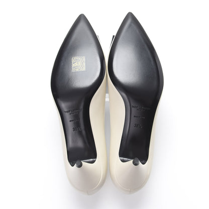 Saint Laurent Calfskin Bow Anais Pumps 38.5 White 5 of 9