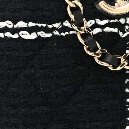 Chanel Tweed Quilted Mini Clutch With Chain Black White 9 of 12