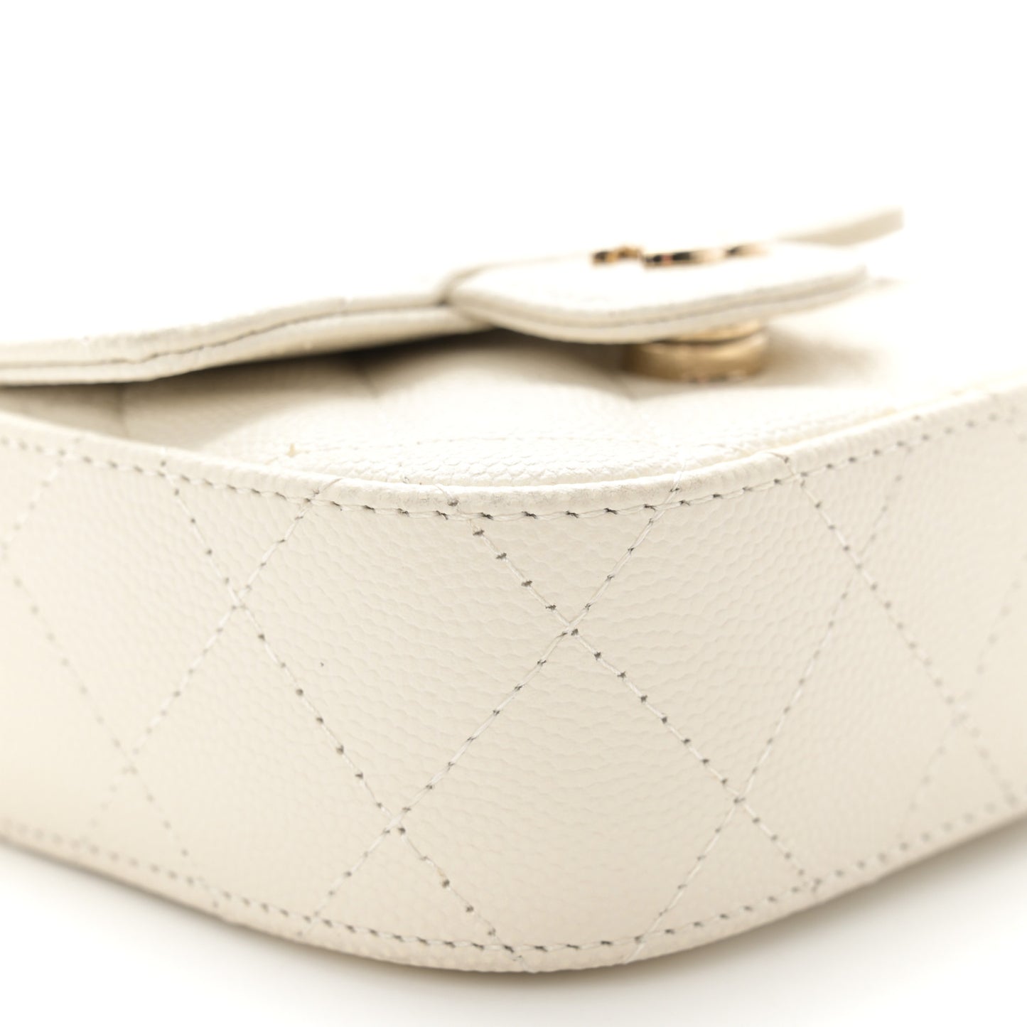 Caviar Quilted Mini Clutch With Chain White