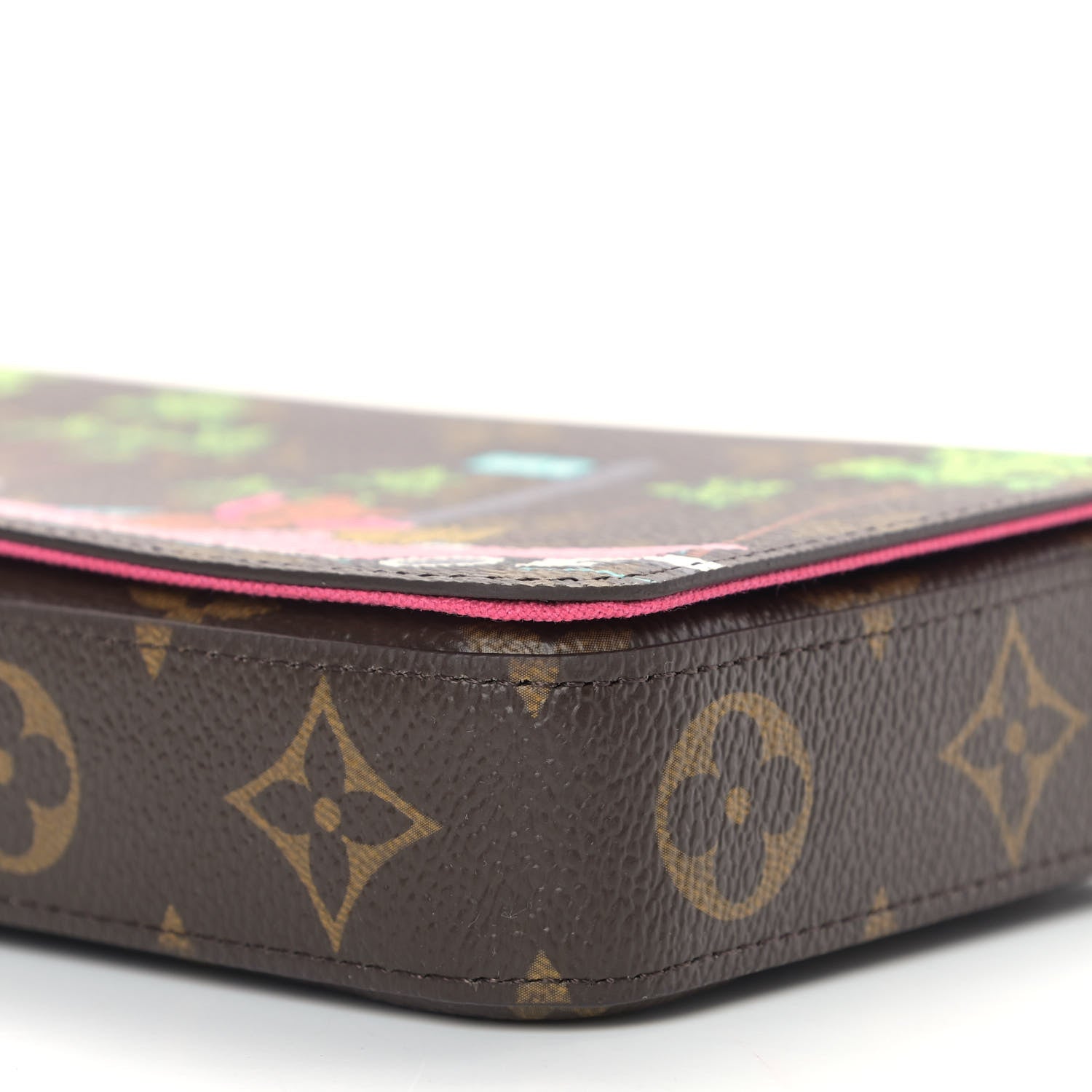 Louis Vuitton Monogram 2021 Christmas Animation Hollywood Pochette Felicie Chain Wallet Fuchsia 10 of 10