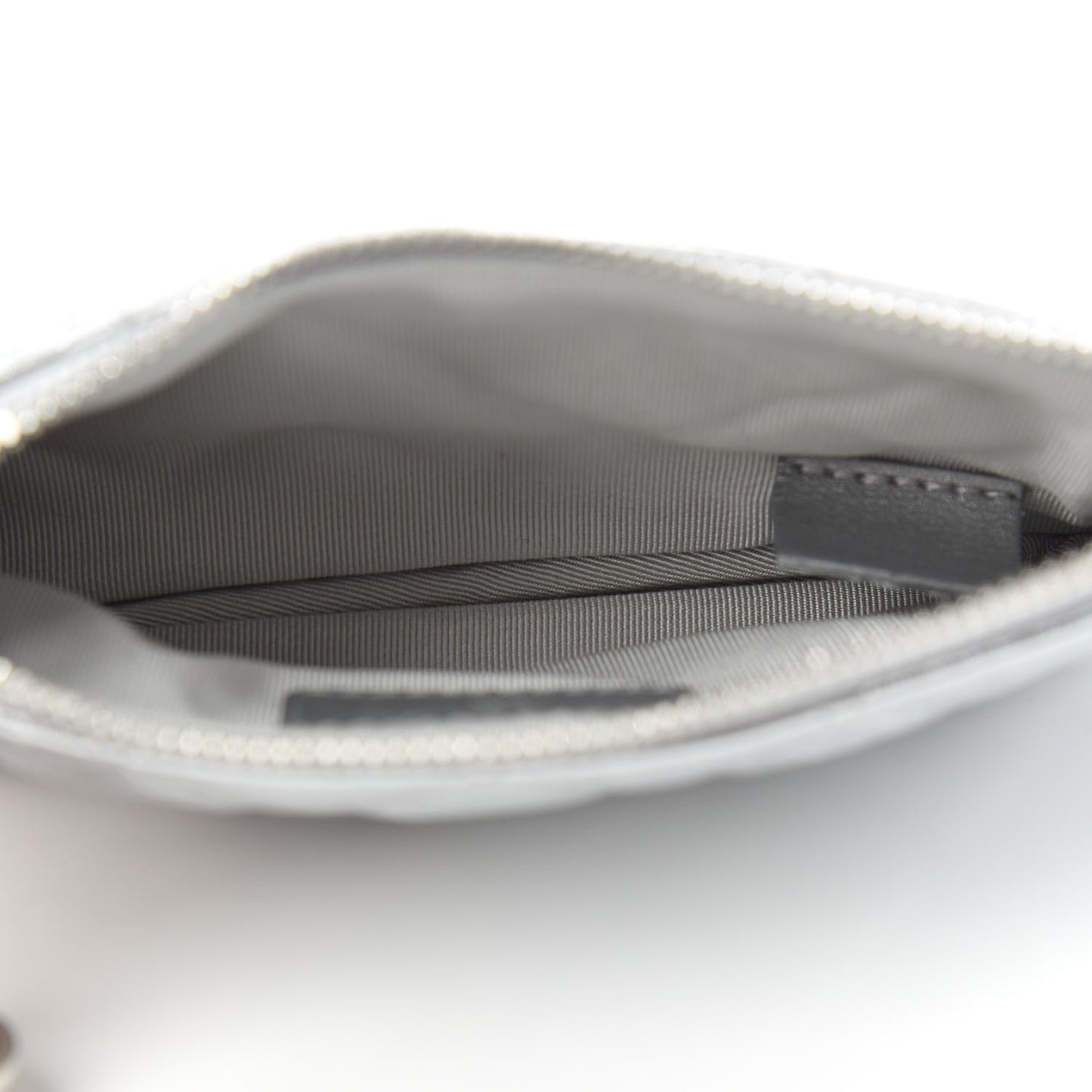 Metallic Calfskin Quilted Small Cosmo Cosmetic Case Silver