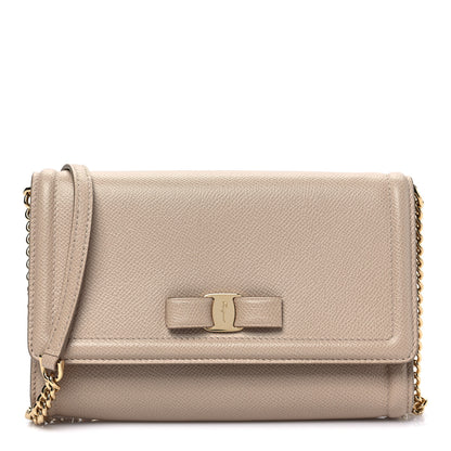 Salvatore Ferragamo Hammered Calfskin Vara Bow Minibag Beige 1 of 7