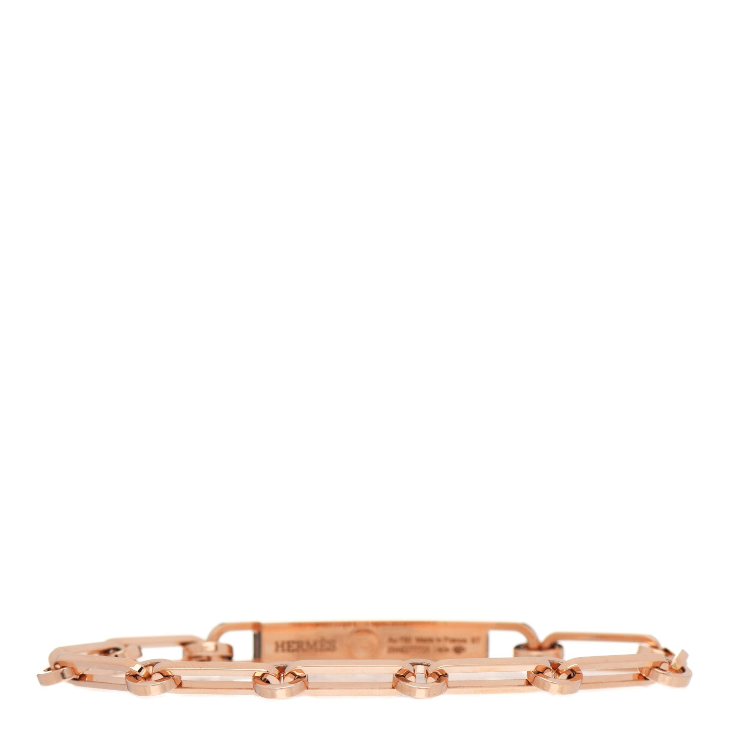 Hermes 18K Rose Gold Diamond Pave PM Kelly Chaine Bracelet ST 3 of 5
