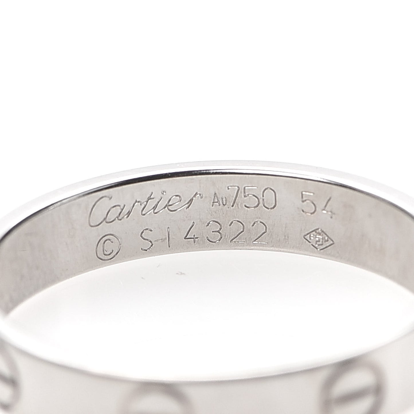 18K White Gold 3.5mm LOVE Wedding Band Ring 54 6.75