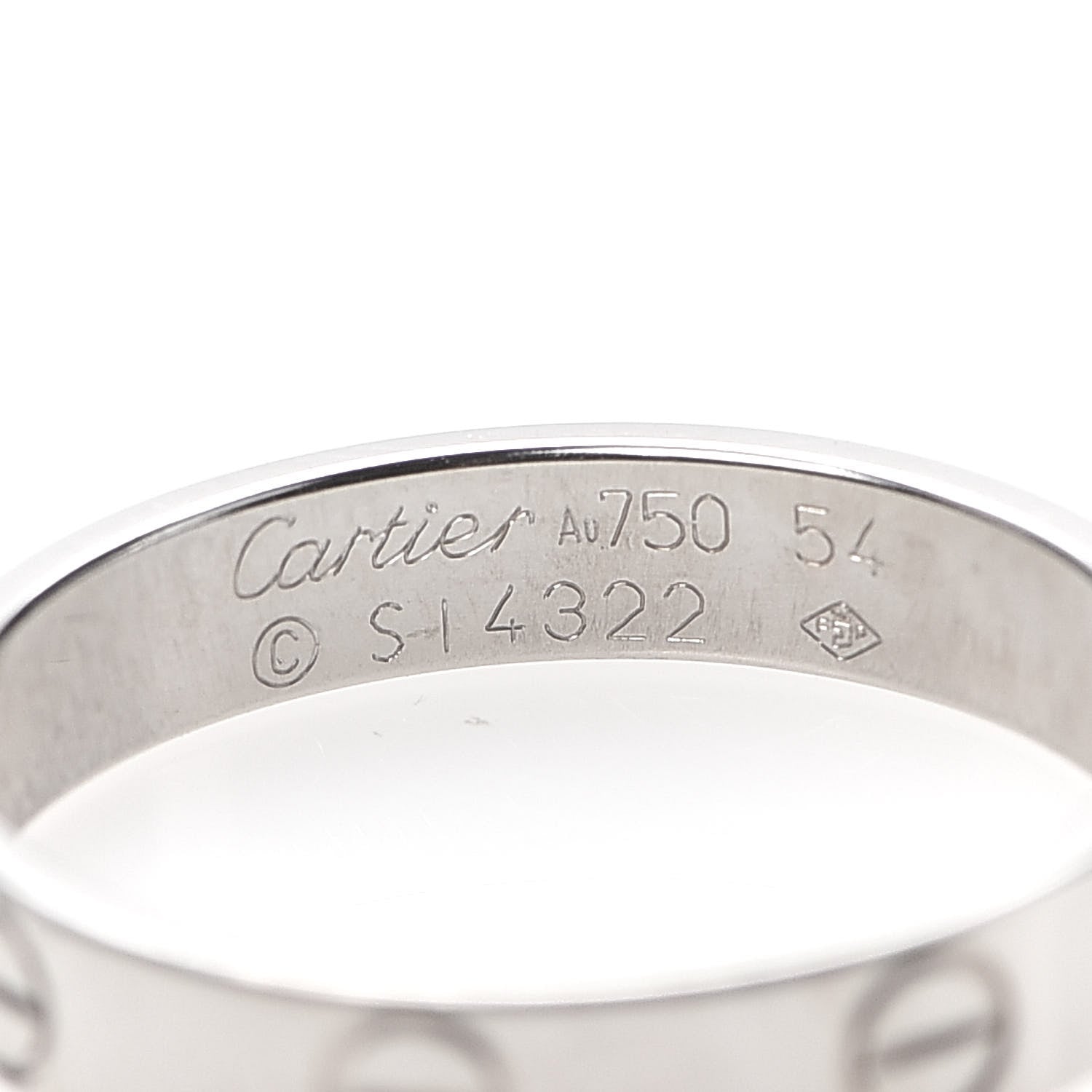 Cartier 18K White Gold 3.5mm LOVE Wedding Band Ring 54 6.75 4 of 4