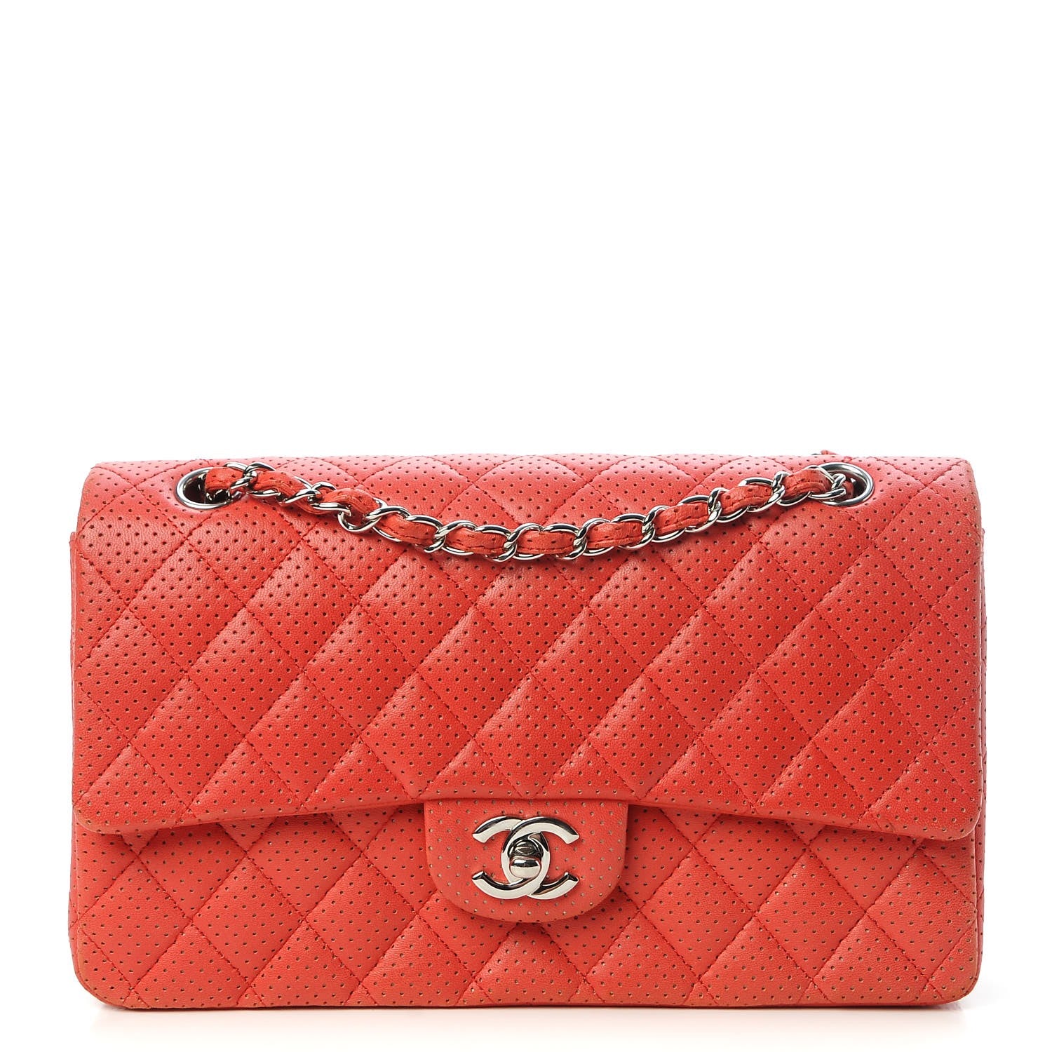 Chanel Lambskin Perforated Medium Double Flap Red 1 of 9