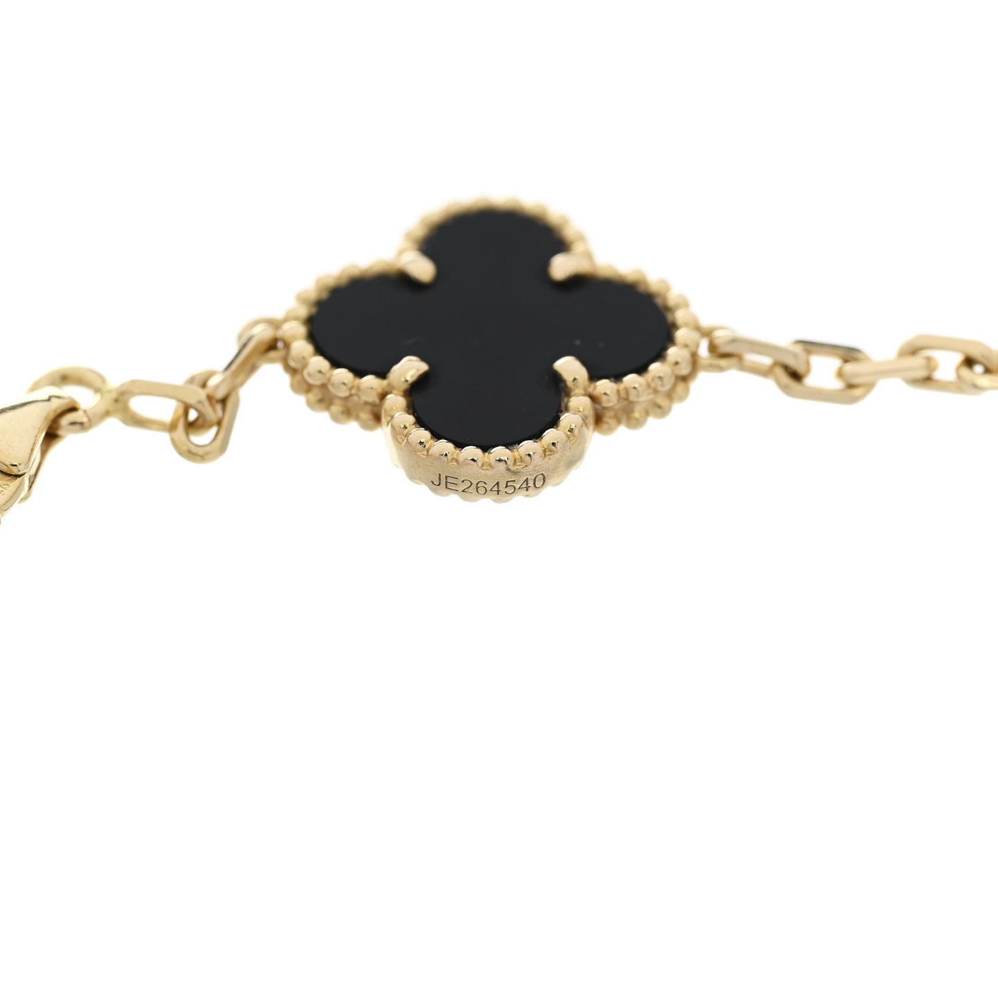 18K Yellow Gold Black Onyx 5 Motifs Vintage Alhambra Bracelet
