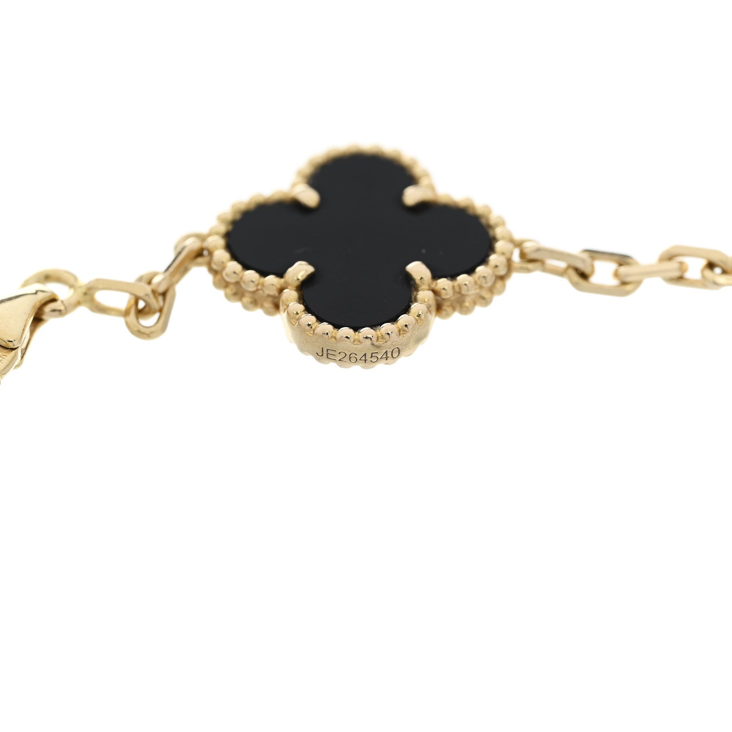 Van Cleef & Arpels 18K Yellow Gold Black Onyx 5 Motifs Vintage Alhambra Bracelet 5 of 5