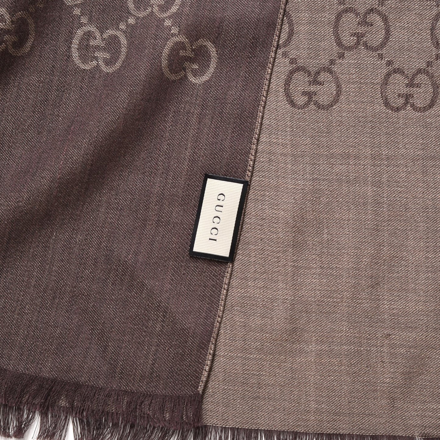 Wool Silk GG Monogram GGNat Scarf Rope Dark Brown