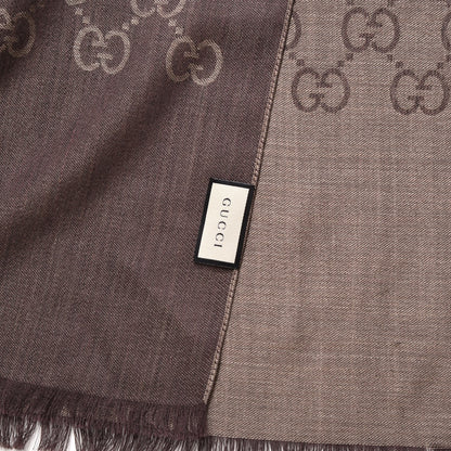 Gucci Wool Silk GG Monogram GGNat Scarf Rope Dark Brown 4 of 5
