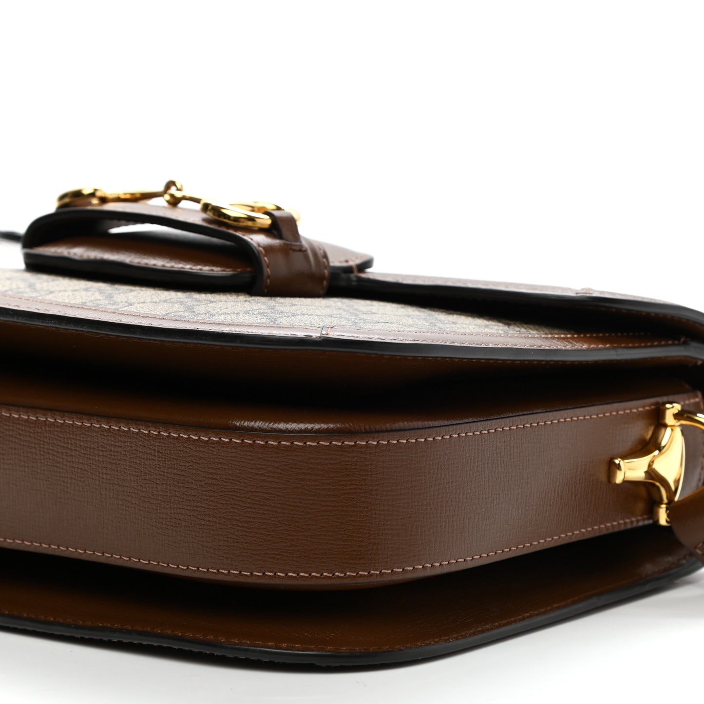 GG Supreme Monogram Horsebit 1955 Shoulder Bag Beige Brown Sugar