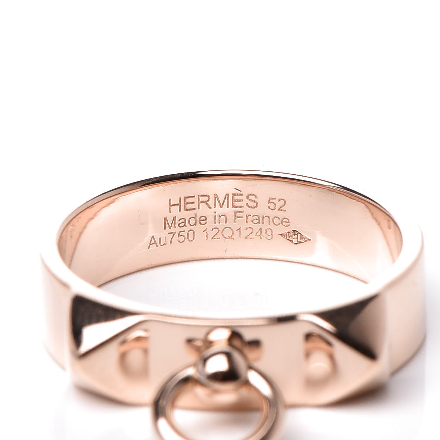 Hermes 18K Rose Gold PM Collier De Chien Ring 52 6 4 of 4