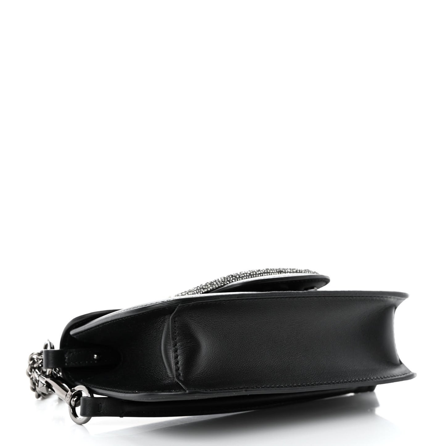 Calfskin Crystal Vlogo Small Loco Shoulder Bag Black