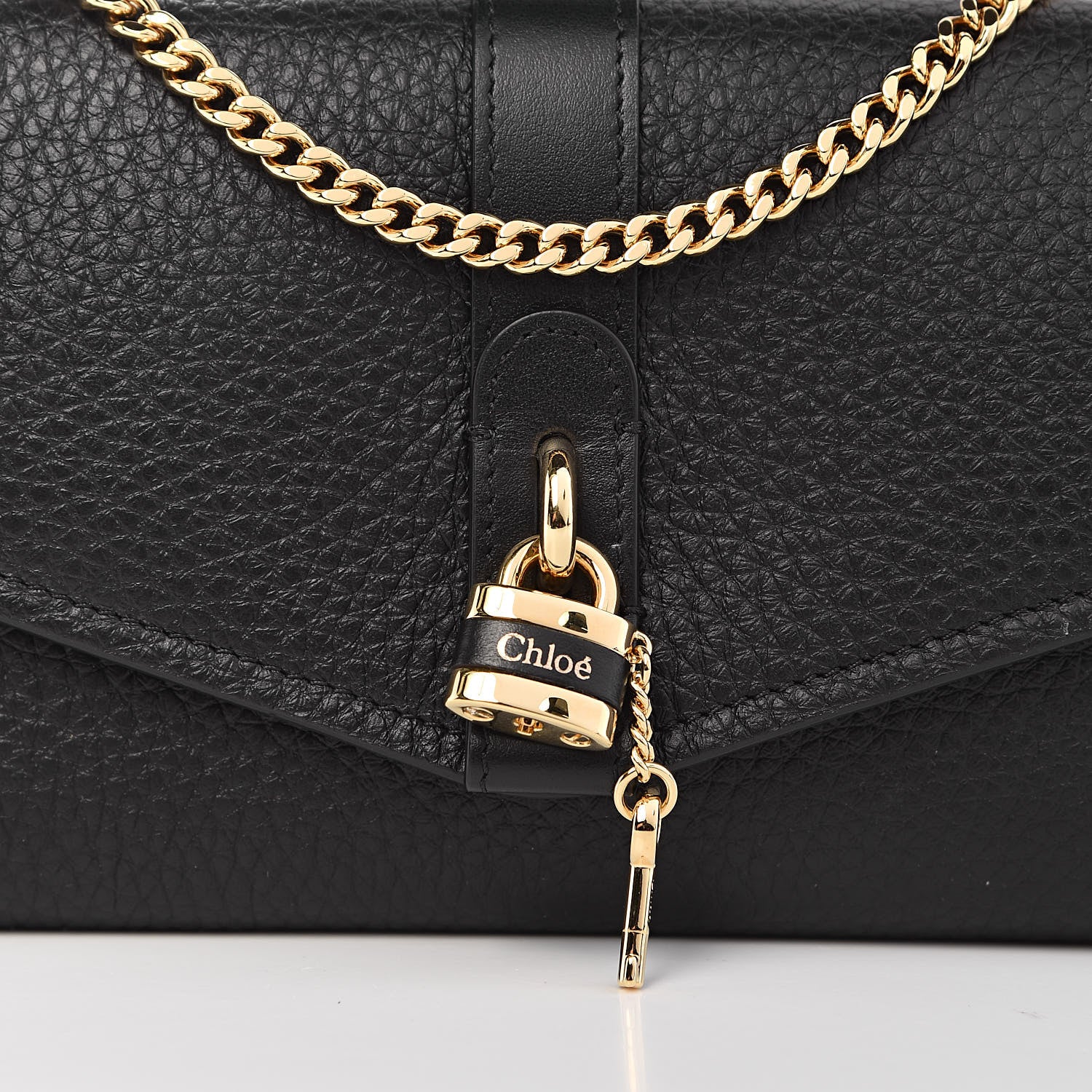 Chloe Shiny Grained Calfskin Aby Wallet on Chain Black 10 of 11