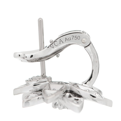 Van Cleef & Arpels 18K White Gold Diamond Small Lotus Earrings 7 of 8
