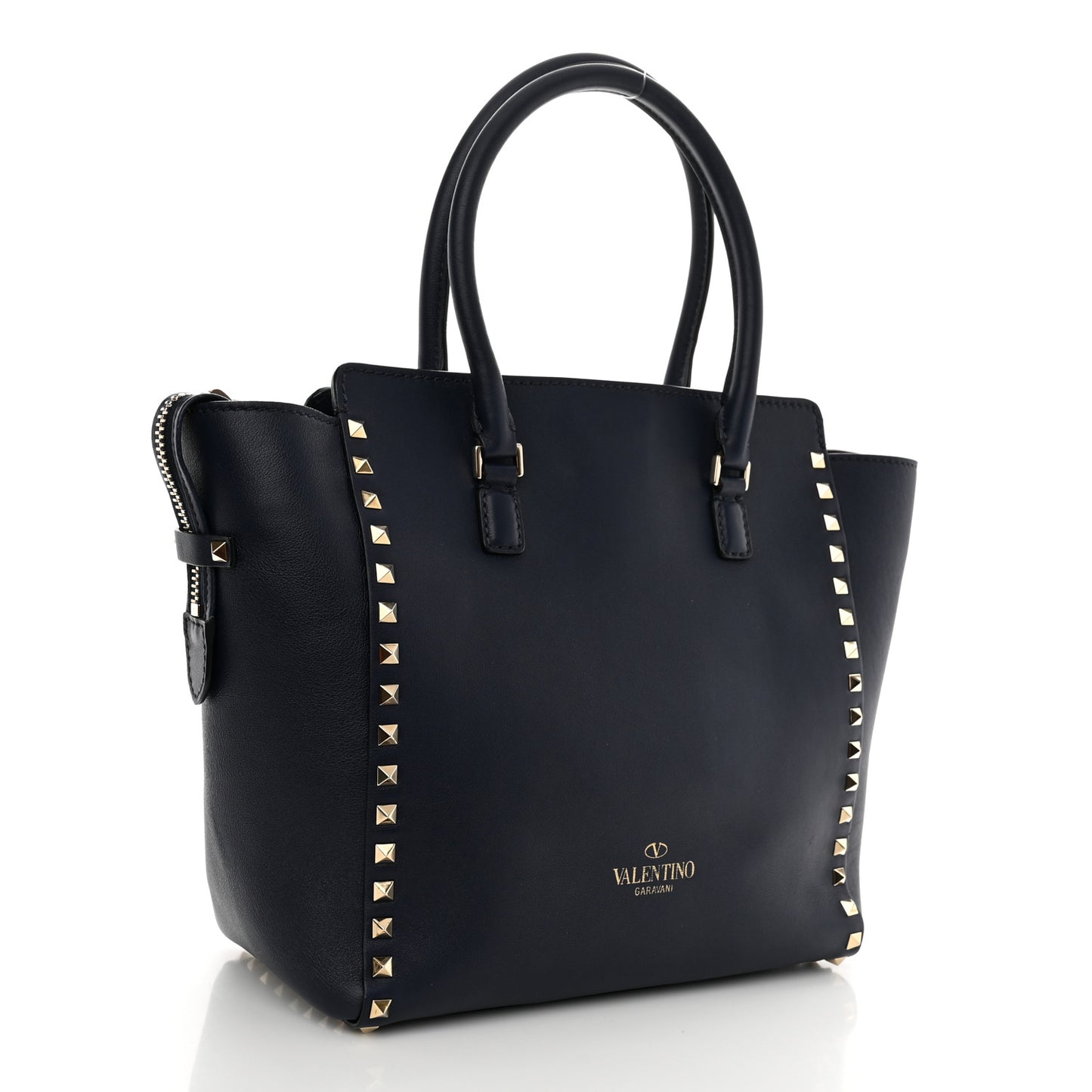 Vitello Rockstud Double Handle Tote Marine