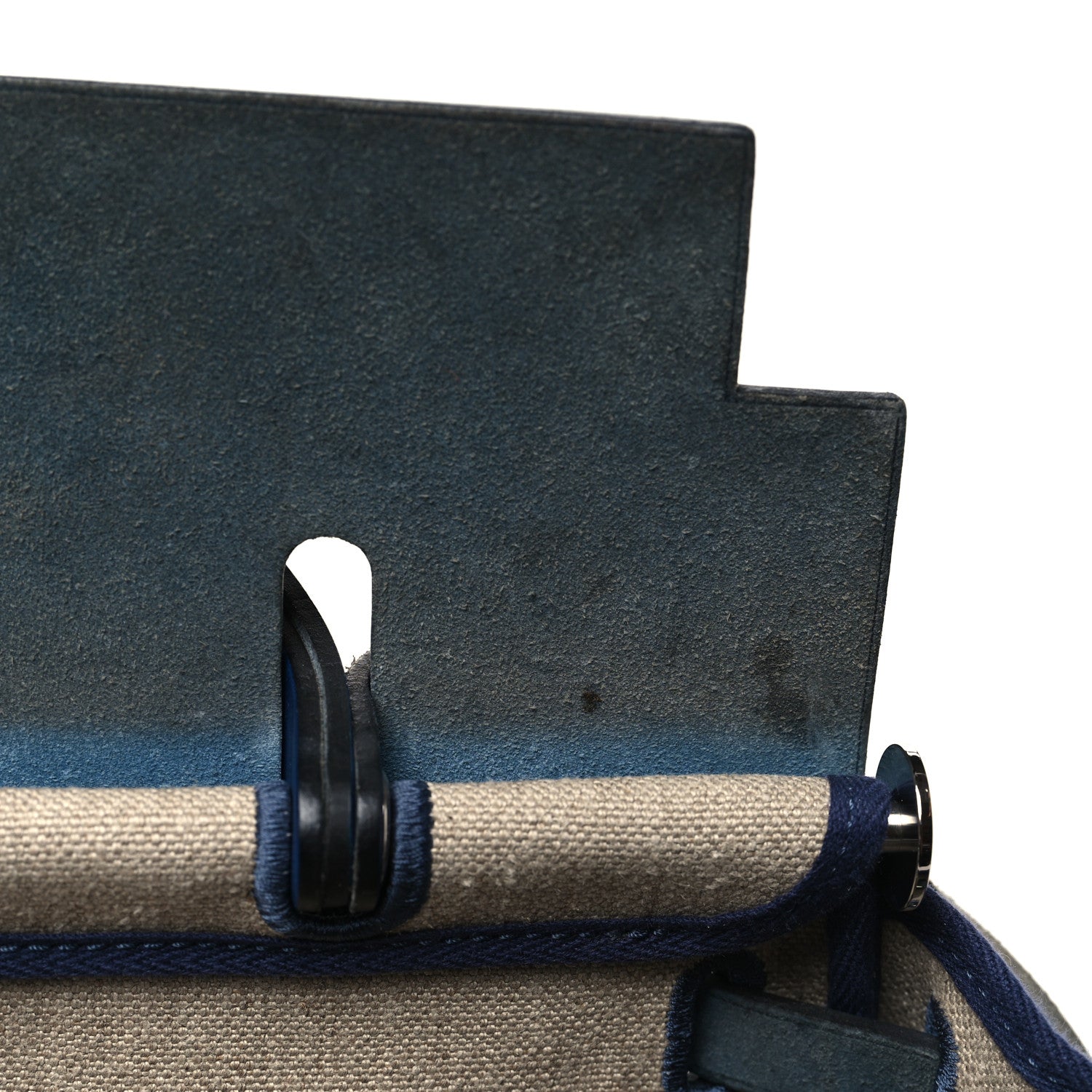 Hermes Military Toile Vache Hunter Herbag Zip Retourne 31 PM Bleu De France Ecru 13 of 14