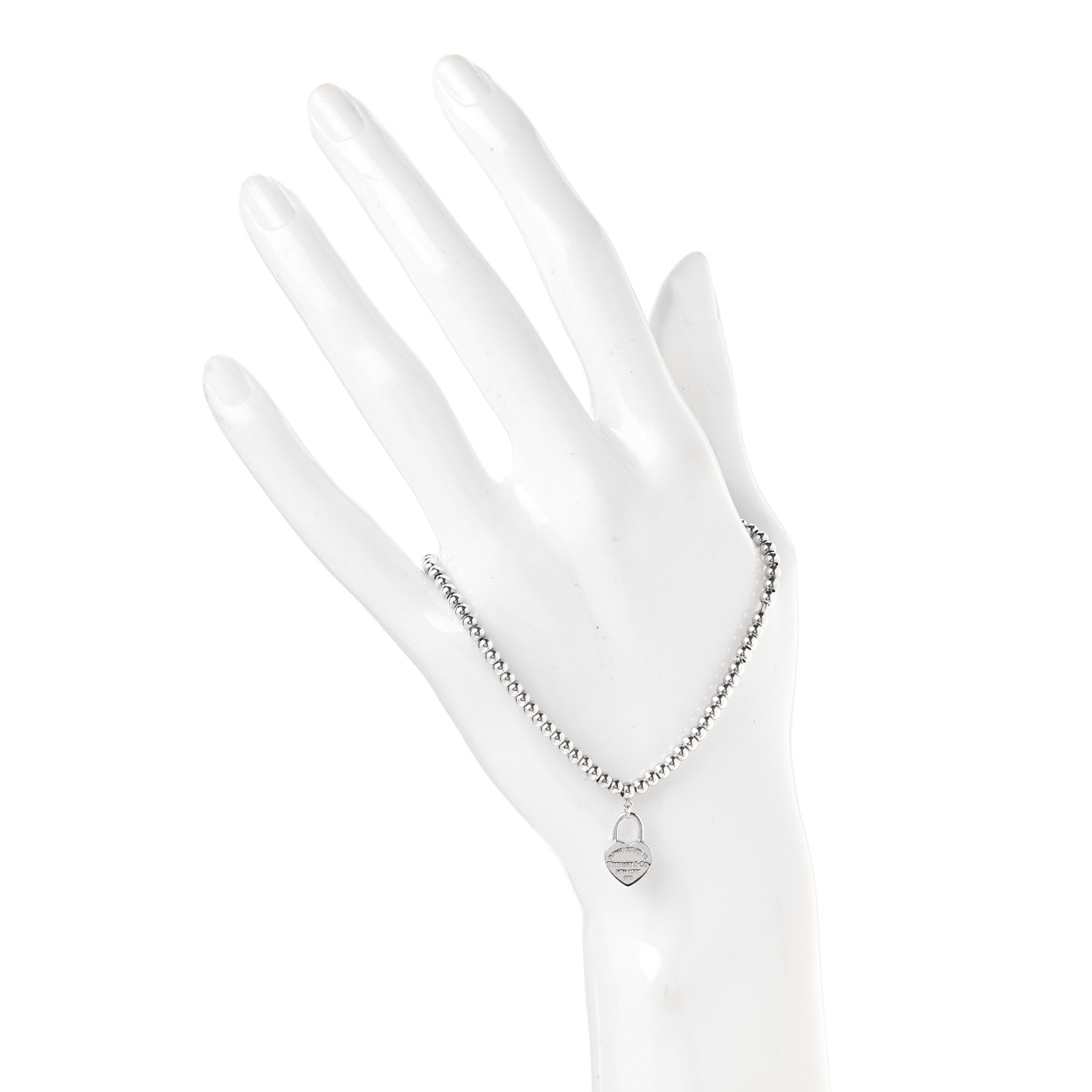 Tiffany Sterling Silver 3mm Return to Tiffany Heart Lock Bead Bracelet 2 of 5