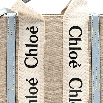 Chloe Cotton Calfskin Mini Woody Ribbon Tote White Blue 8 of 10