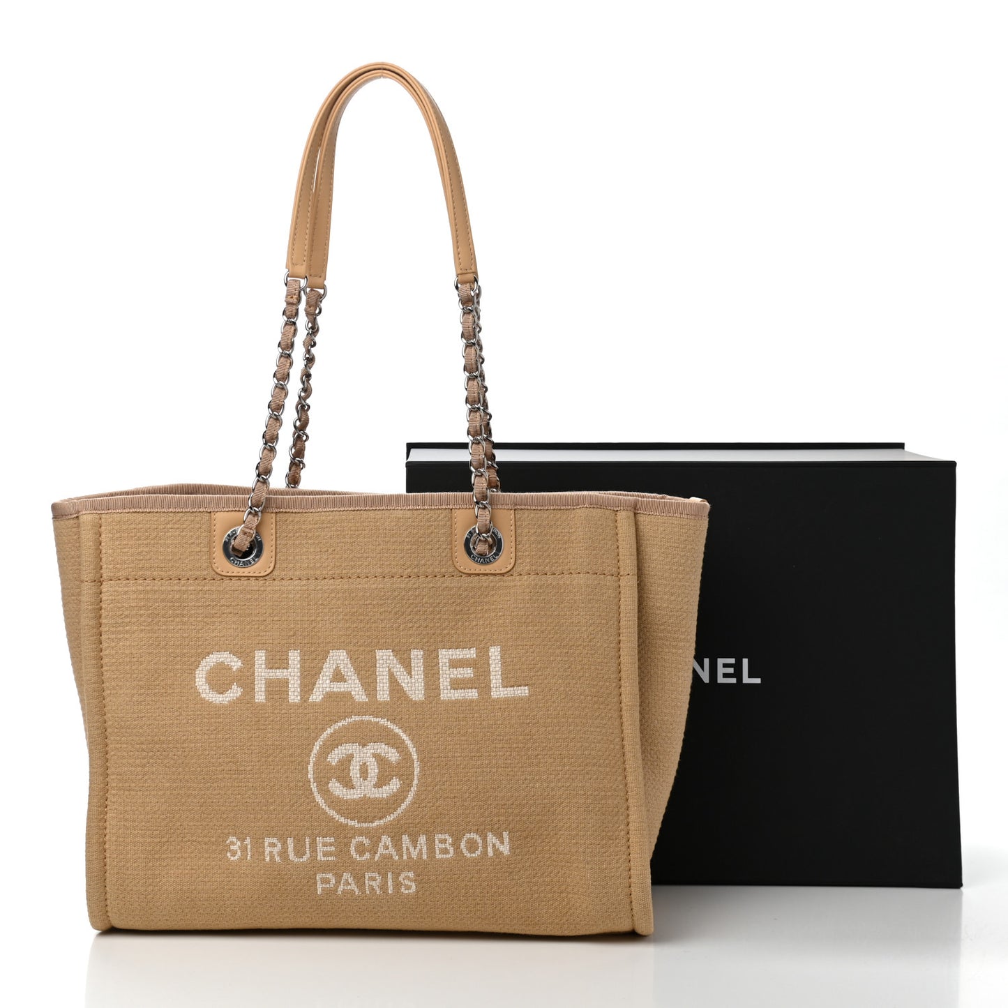 Mixed Fibers Small Deauville Tote Beige
