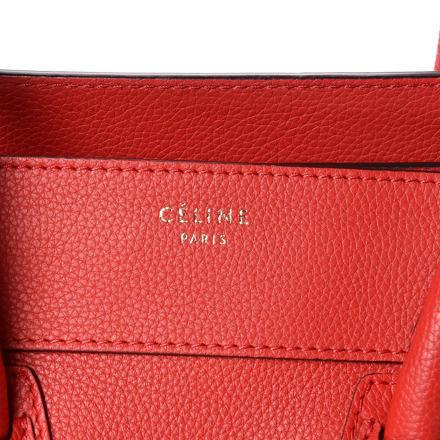 Celine Drummed Calfskin Mini Luggage Red 9 of 9