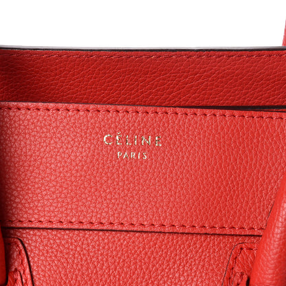 Celine Drummed Calfskin Mini Luggage Red 9 of 9