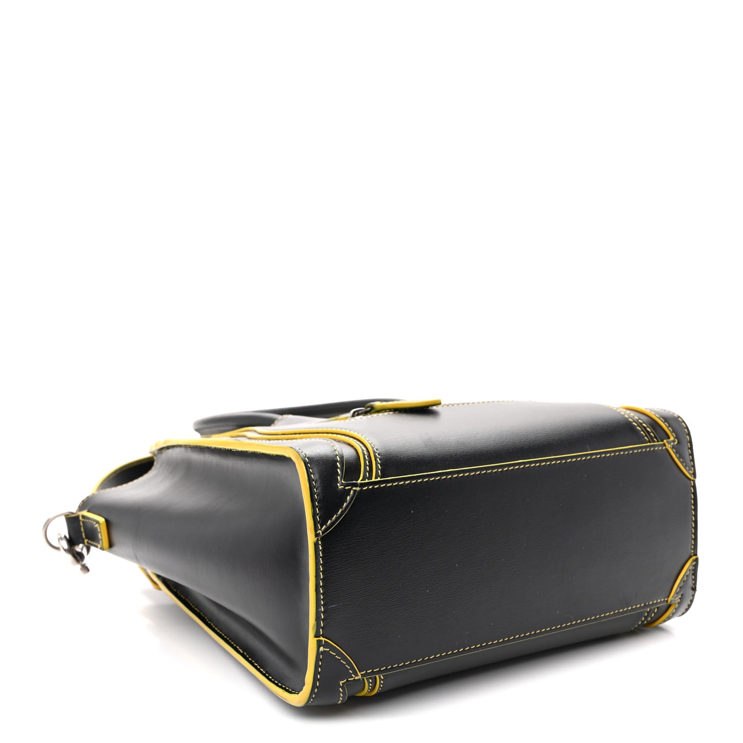 Satin Calfskin Nano Debossed Luggage Black Yellow