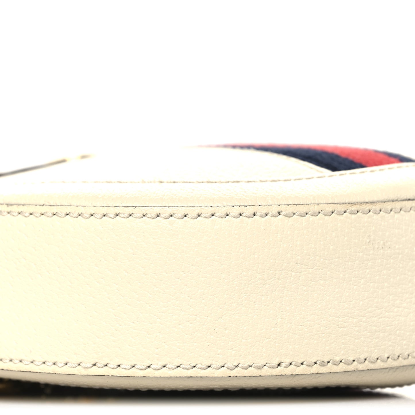 Textured Calfskin Web Mini Ophidia Round Shoulder Bag Mystic White