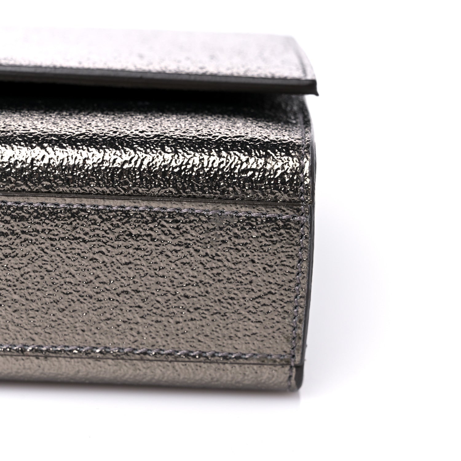 Saint Laurent Metallic Grain De Poudre Medium Classic Monogram Kate Satchel Grey 9 of 10