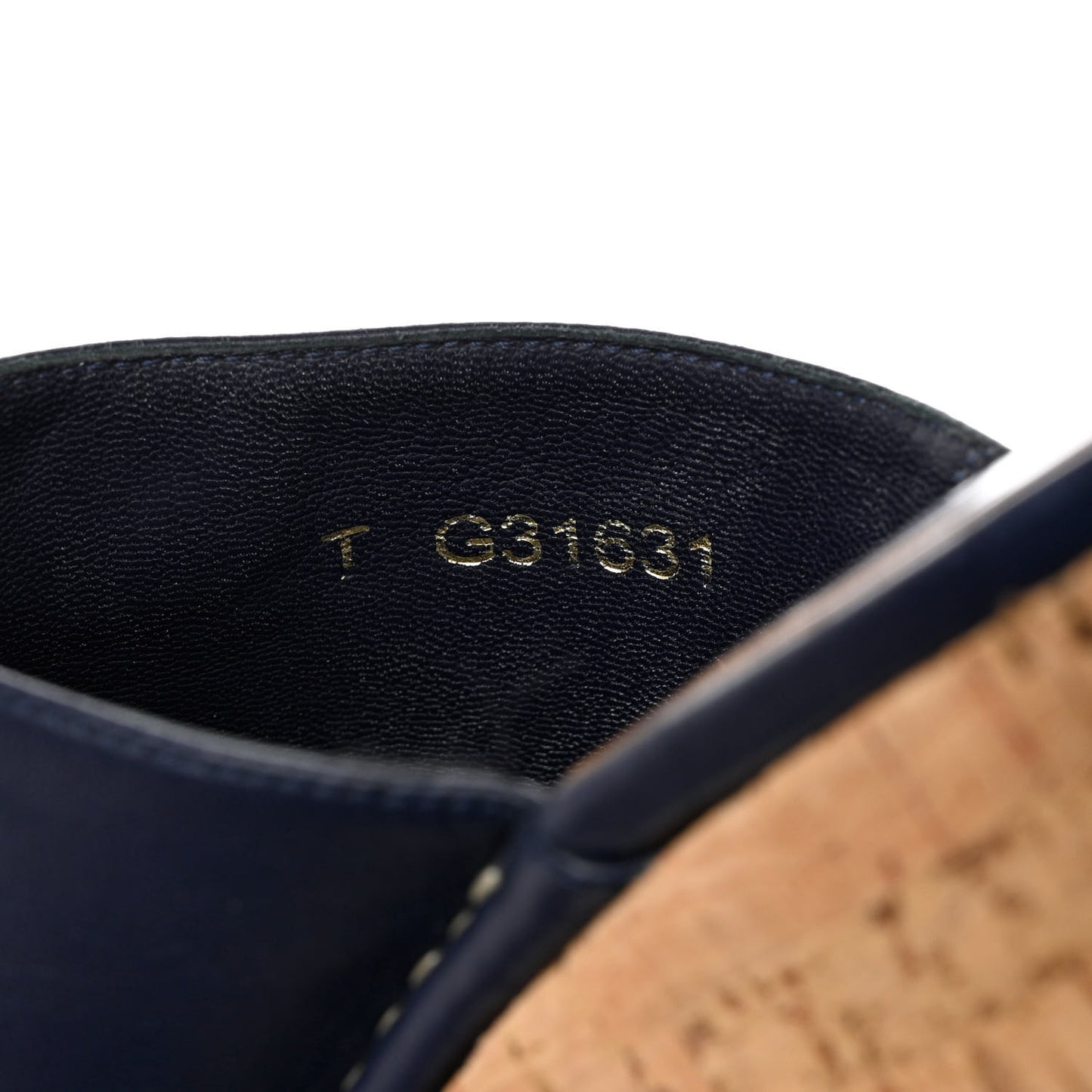 Calfskin Cork Cap Toe Platform Mules 37.5 Navy Black
