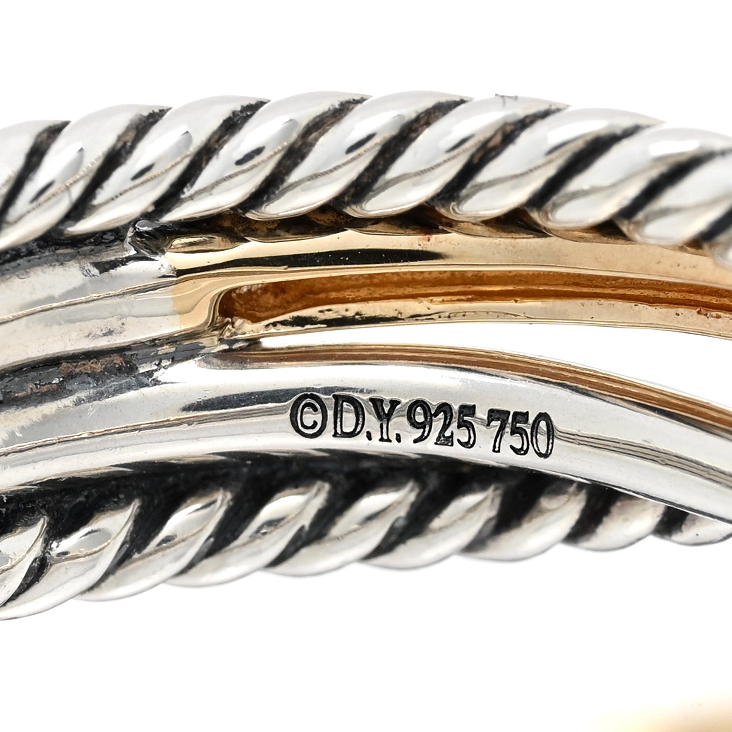 David Yurman Sterling Silver 18K Yellow Gold Narrow Crossover Ring 55 7.25 4 of 4