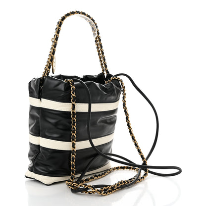 Chanel Shiny Calfskin Striped Mini Chanel 22 Black White 3 of 10