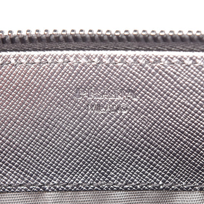 Prada Saffiano Metal Zip Around Wallet Argento 6 of 8