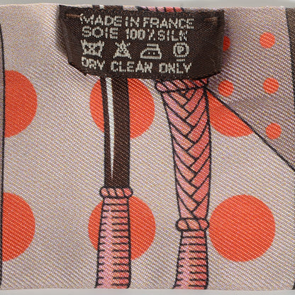 Hermes Silk Clic Clac a Pois Twilly Rose Nacre Marron Corail 3 of 4