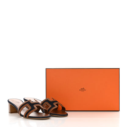 Hermes Calfskin Denim Oasis Sandals 36 Bleu Brut Gold 9 of 9