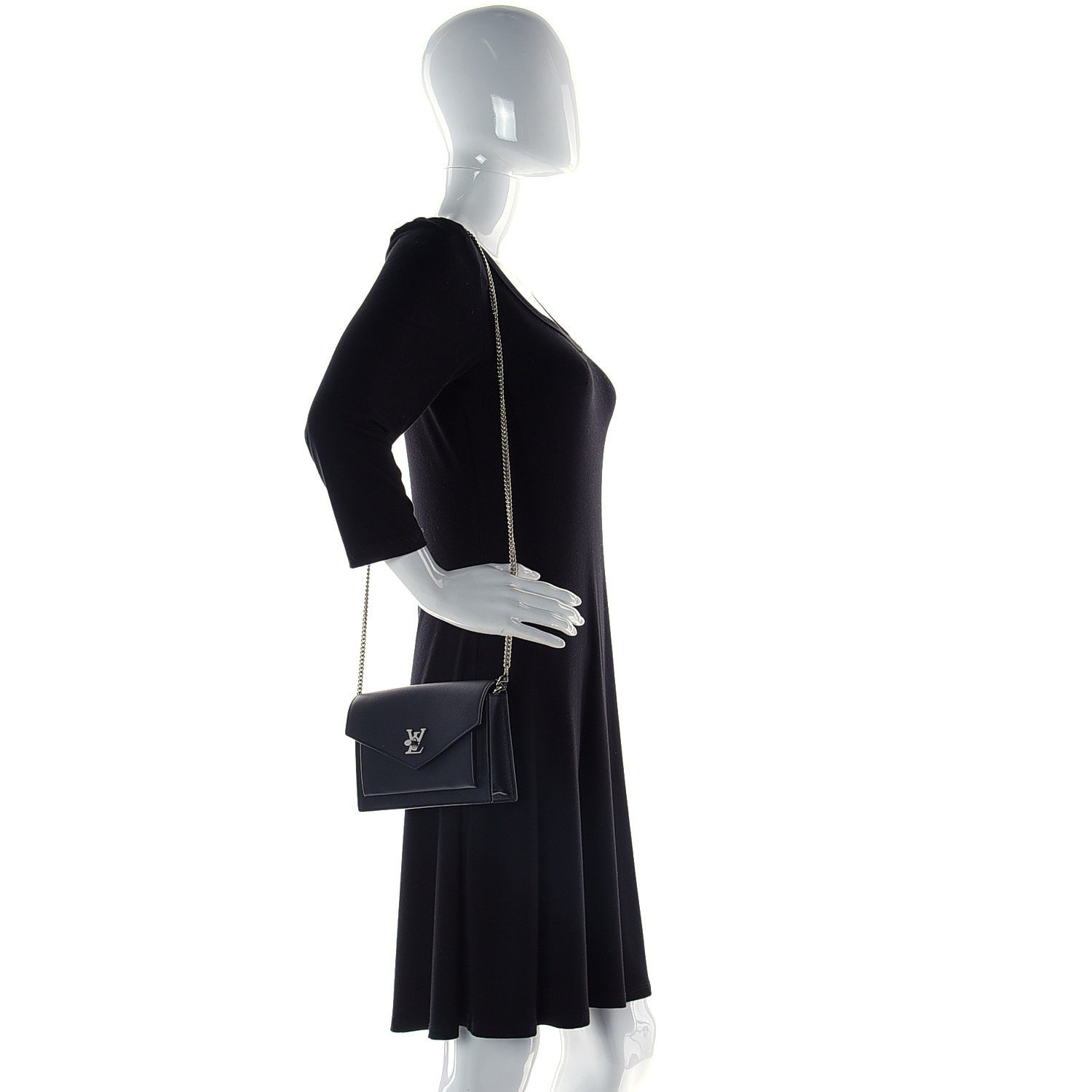 Louis Vuitton Soft Calfskin My Lockme Chain Pochette Black 2 of 8