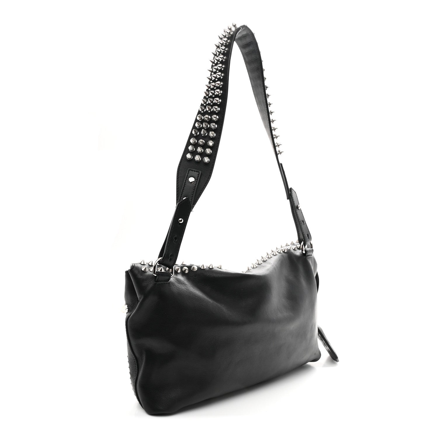 Burberry Calfskin Studded Dalston Shoulder Bag Black 1820034