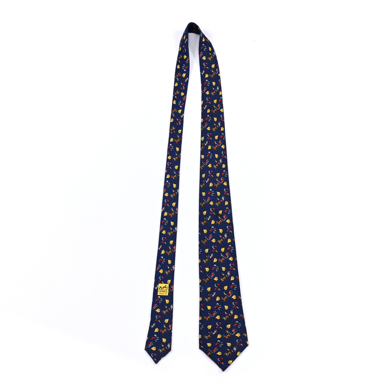 Hermes Silk Printed Mens Neck Tie Bleu 1 of 4