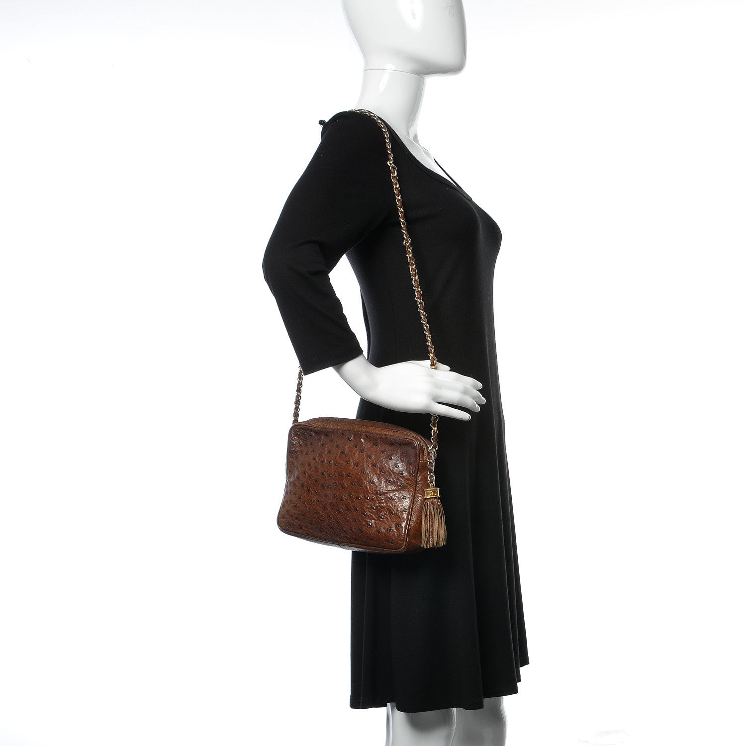 Chanel Ostrich Tassel Camera Case Brown 2 of 15