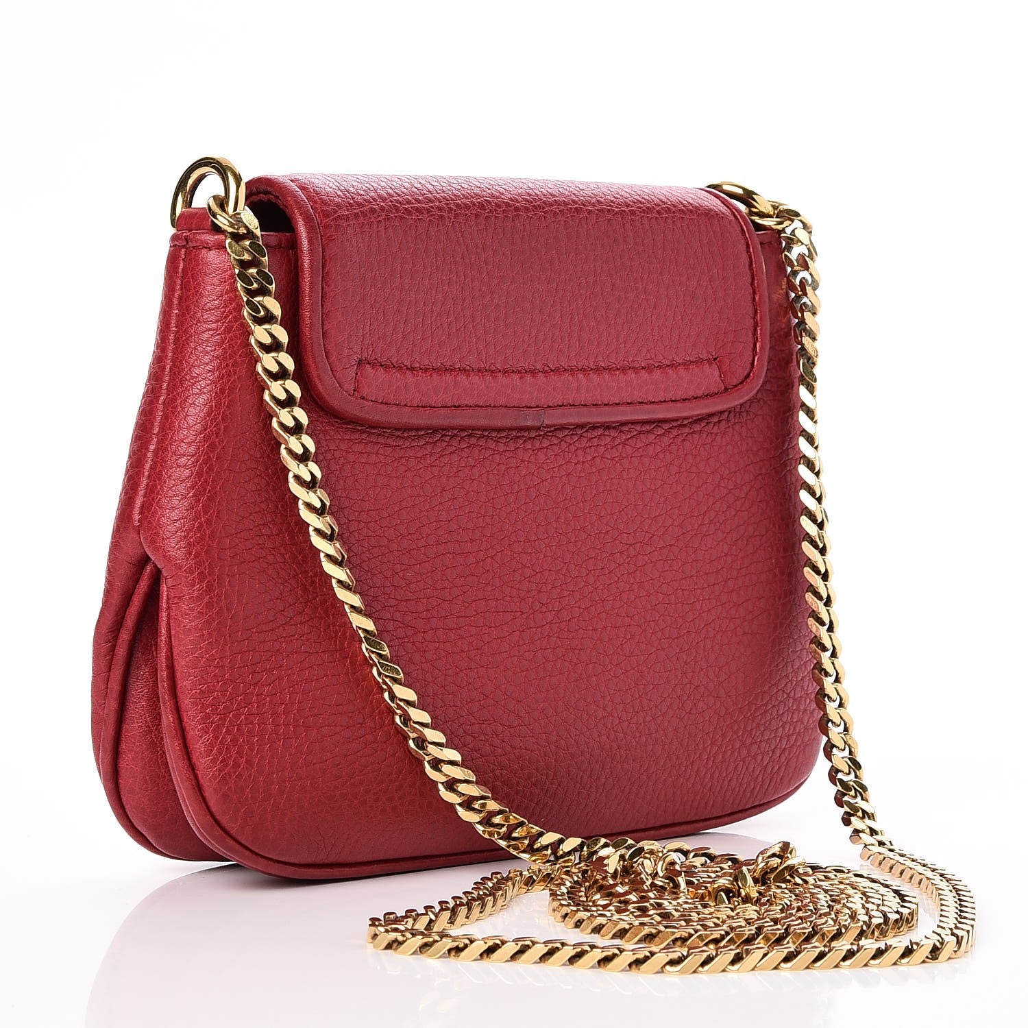 Gucci Pebbled Calfskin Small 1973 Chain Shoulder Bag Red 3 of 8