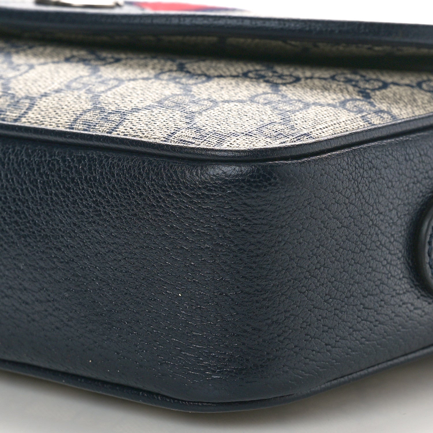 Gucci GG Supreme Monogram Textured Dollar Calfskin Web Studded Mini Ophidia Flap Shoulder Bag Beige Blue 10 of 10