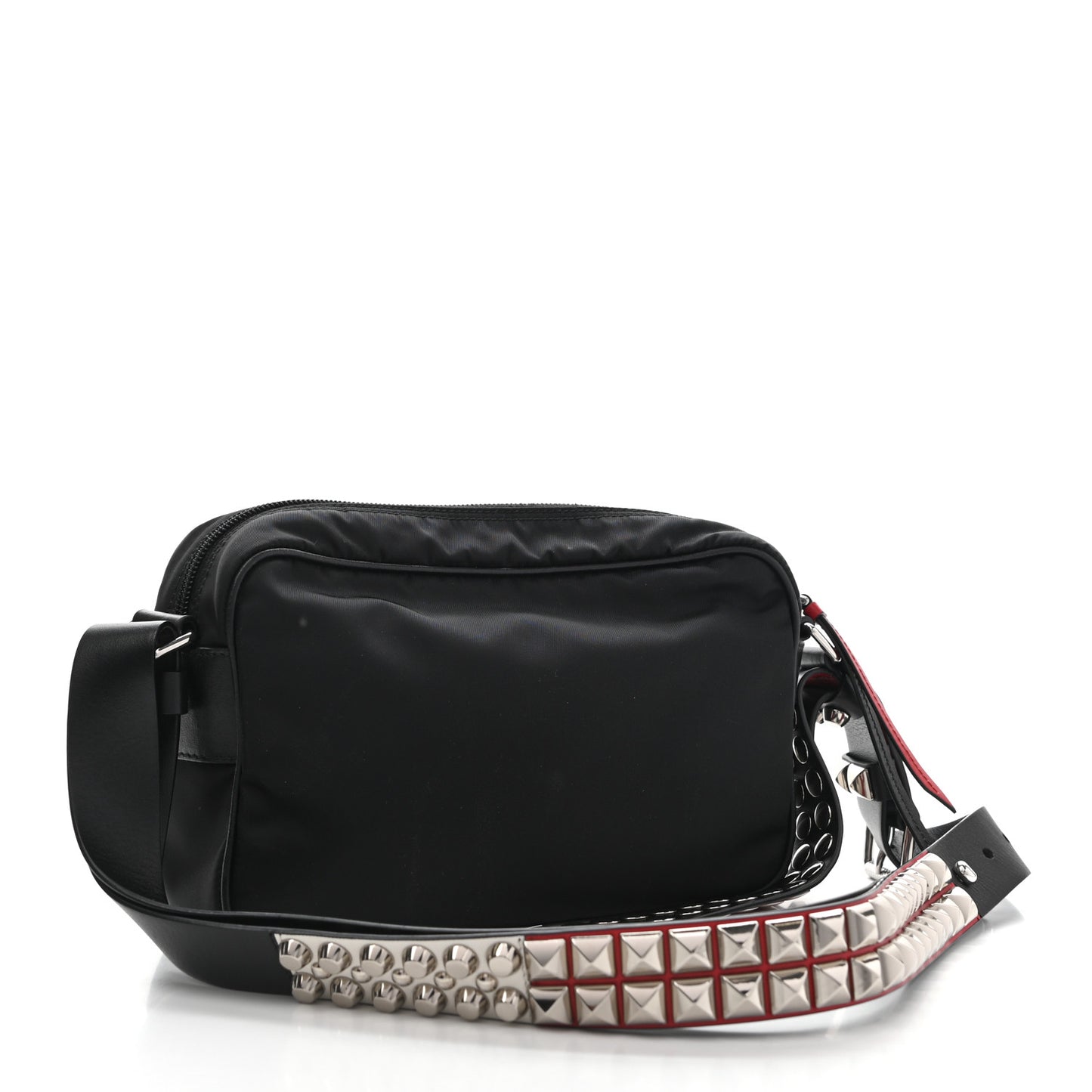 Tessuto Nylon Studded New Vela Shoulder Bag Black Fuoco