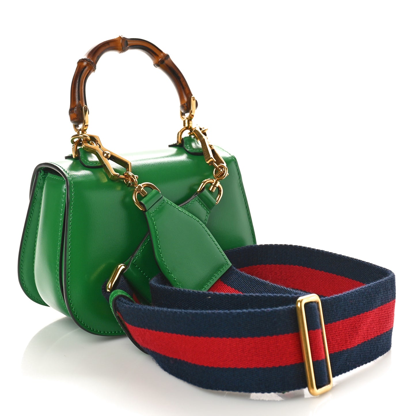 Boarded Dyana Lux Calfskin Mini Bamboo 1947 Top Handle Bag Spring Green